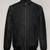 Qawach men's genuine black bomber leather jacket vintage black rib collar