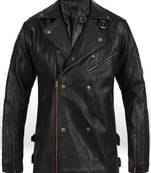 Qawach men's genuine black zipper motorcycle biker jacket lambskin jacket