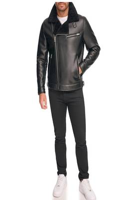men's black lambskin leather biker jacket vintage inspired look 3