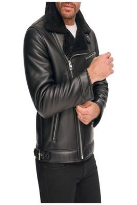 men's black lambskin leather biker jacket vintage inspired look 4