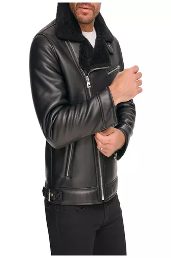 men's black lambskin leather biker jacket vintage inspired look