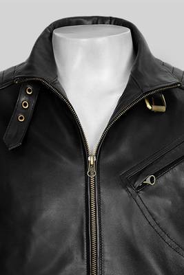 men's black lambskin leather biker jacket vintage inspired look premium 3