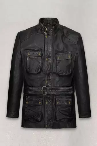 Qawach men's genuine black vintage coat jacket lambskin jacket