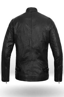 men's black lambskin leather biker jacket vintage inspired look modern 2