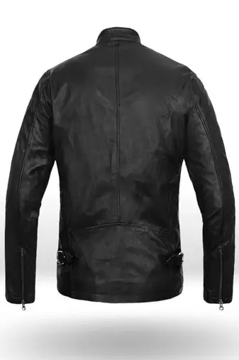 men's black lambskin leather biker jacket vintage inspired look modern