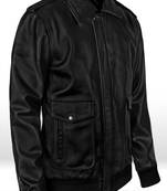 Qawach men's genuine black vintage jacket collar rib cuff lambskin jacket