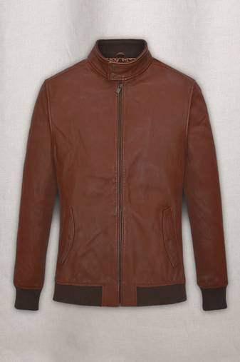 Qawach men's genuine brown bomber lambskin leather jacket