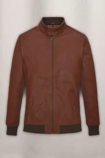Qawach men's genuine brown bomber lambskin leather jacket
