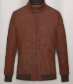 Qawach men's genuine brown bomber lambskin leather jacket