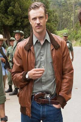 men's brown lambskin leather bomber jacket ribbed cuffs and waist 3