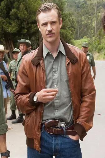 men's brown lambskin leather bomber jacket ribbed cuffs and waist