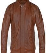 Qawach men's genuine brown biker jacket lambskin cafe racer jacket