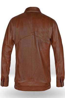 men's brown lambskin cafe racer jacket band collar racer style exclusive 2