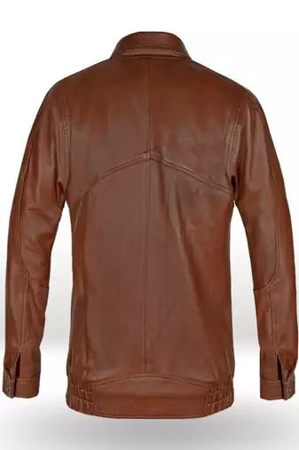 men's brown lambskin cafe racer jacket band collar racer style exclusive