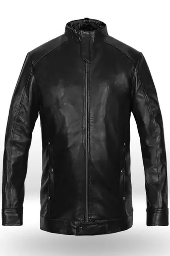 Qawach men's genuine stylish black jacket lambskin moto