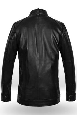 men's black lambskin leather biker jacket classic zip up style 2