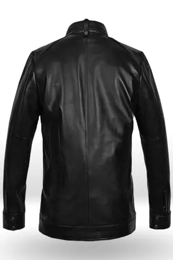 men's black lambskin leather biker jacket classic zip up style