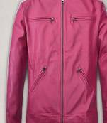 Qawach men's pink genuine biker jacket lambskin cafe racer jacket