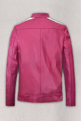 men's pink lambskin cafe racer jacket band collar racer style 2