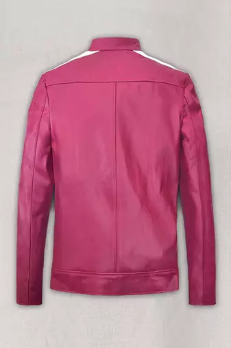 men's pink lambskin cafe racer jacket band collar racer style