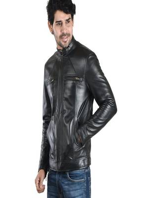 men's black lambskin cafe racer jacket vintage inspired look premium 4