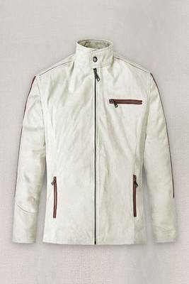 men's white lambskin leather jacket classic zip up style exclusive 1