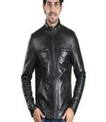 Qawach men's vintage leather motorcycle jacket biker moto