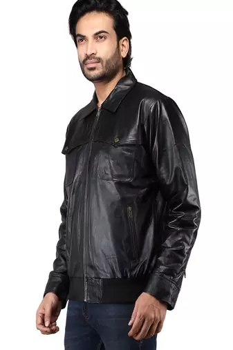 men's genuine lambskin leather biker jacket vintage inspired look premium