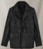 Qawach men's  moto vintage leather motorcycle pocket jacket biker