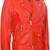 Qawach men's zipper moto vintage red lambskin leather motorcycle jacket biker