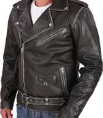 Qawach zipper vintage black genuine lambskin leather motorcycle jacket