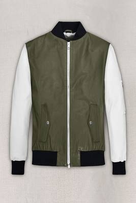 men's light green lambskin leather jacket classic zip up style 1
