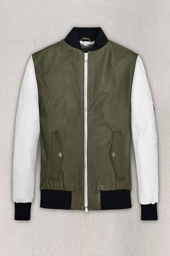 men's light green lambskin leather jacket classic zip up style