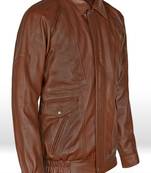 Men's brown café racer  lambskin leather  jacket