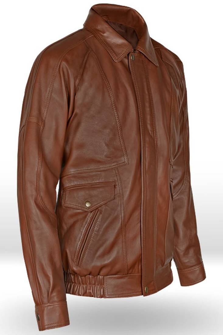 Men's brown café racer  lambskin leather  jacket