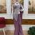 Lavender Color Embroidered,Thread & Sequins Work Work Faux Georgette Ready To Wear Saree