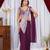 Plum Color Embroidered,Thread & Sequins Work Work Faux Georgette Ready To Wear Saree