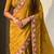 Mustard thread embroidery floral border work organza silk   elegant festive style