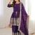 Purple fendy satin with embroidered real mirror work plazzo set