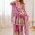 Onionpink fendy satin with embroidered real mirror work plazzo set