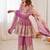 Onionpink fendy satin with embroidered real mirror work plazzo set