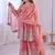 Coral fendy satin with embroidered real mirror work plazzo set