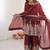 Maroon fendy satin with embroidered real mirror work plazzo set