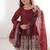Maroon fendy satin with embroidered real mirror work plazzo set