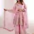Pink fendy satin with embroidered real mirror work plazzo set