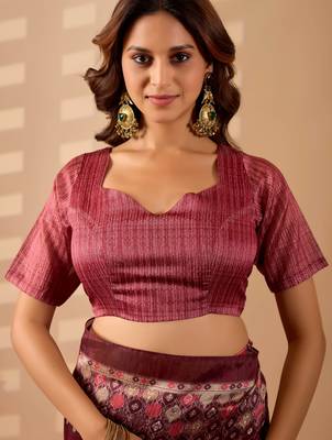 pink digital kalamkari print cotton silk festive ethnic saree with blouse 5