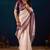 Cream solid colour cotton silk semi formal saree with blouse