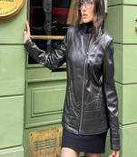 Women’s real soft lambskin leather jacket black motorcycle biker stylish slim fit