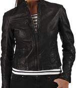 Women’s real soft lambskin leather jacket black motorcycle biker stylish