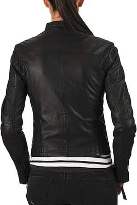 women's black lambskin leather biker jacket classic moto zip style authentic fine 2